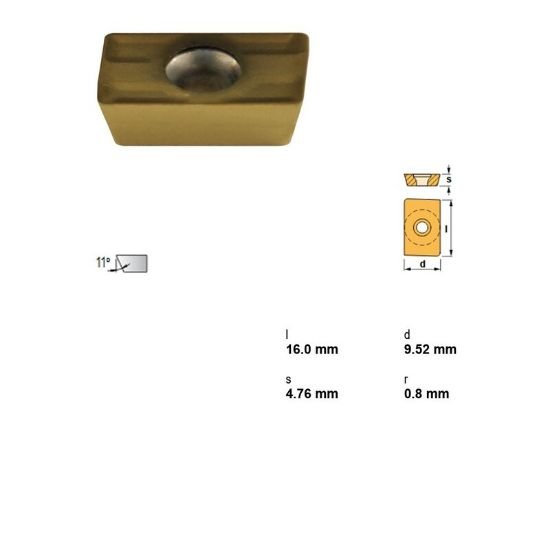 Picture of Canela Tool APMT160440E-26TIN21 Milling Insert Paralelagram TiN + MTTiCN + Al2O3